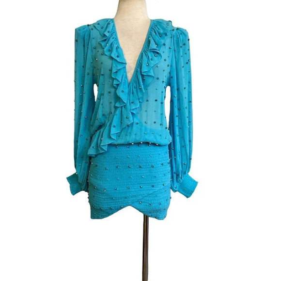 Retrofete Blue Long Sleeve Dress - Picture 6 of 16